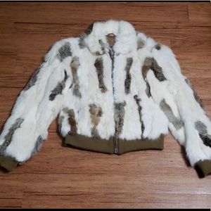 Wilson's Leather Rabbit Fur Bomber Jacket Coat